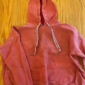 Aerie Pink Ribbed Hoodie Sweater